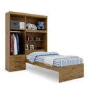 Ver imagem 1 de Guarda-Roupa Solteiro 4 Portas 3 Gavetas com Cama Ipe Nobre - Batrol/Turim