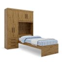 Ver imagem 2 de Guarda-Roupa Solteiro 4 Portas 3 Gavetas com Cama Ipe Nobre - Batrol/Turim