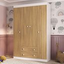 Ver imagem 1 de Guarda-roupa Infantil 122cm 4 Portas e 2 Gavetas Encanto Multimóveis Mp4448 Branco/madeirado Branco