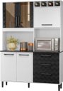 Ver imagem 1 de Kit Cozinha Compacta 5 Portas Branco UV/Preto Tridimensional - Divine/Nicioli
