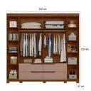 Ver imagem 2 de Guarda Roupa Doble Casal 06 Portas e Cômoda Sapateira Olimpia 04 Gavetas Nogueira Capuccino - Mó