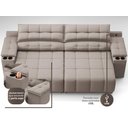 Ver imagem 3 de Sofá com Porta Copos e Carregador Usb Retrátil e Reclinável Samurai 2,00m Velosuede Bege -