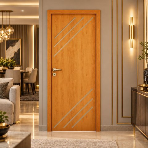 Porta de Madeira R30K 210x80 Frisada para Quarto e Sala:Cerejeira