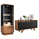 Ver imagem 1 de Conjunto Decorativo Cristaleira e Buffet Aparador Peggy/Noeli Preto / Nature