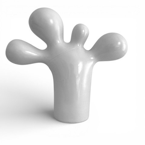 Escultura Decorativa Abstrata Branca em Poliresina 19cm