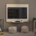 Ver imagem 1 de Painel Tv 32 Polegadas com Prateleira Asteca - Off White e Cedro
