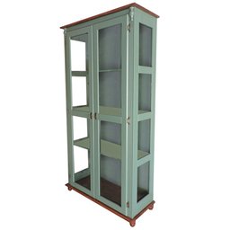 Cristaleira Lateral Com 2 Portas de Vidro e 3 Prateleiras 301 Verde Musgo - 2