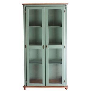 Cristaleira Lateral Com 2 Portas de Vidro e 3 Prateleiras 301 Verde Musgo