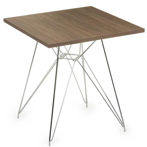 Mesa Eames 60 Cm Tampo Quadrado Imbuia Base Torre Cromada - 28732