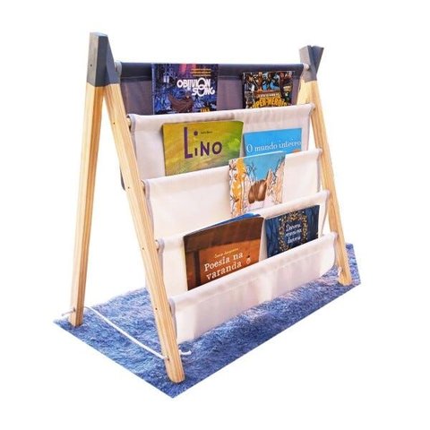 Prateleirinha para Livros Infantil Montessoriano Cinza