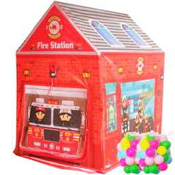 Barraca Infantil Toca Estação Bombeiros Menino Cabana Tenda 100 Bolinhas Divertida Brinqway - 1 Barraca Infantil Toca Estação Bombeiros Menino Cabana Tenda 100 Bolinhas Divertida Brinqway - 1
