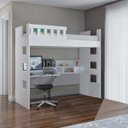 Ver imagem 2 de Cama Alta com Escrivaninha Escada Bilateral Faces F04 Branco - Mpozenato