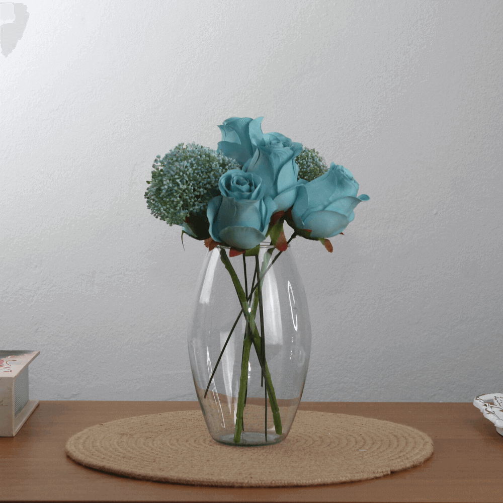 Hastes de Flores Artificiais Para Arranjo Rosa Azuis e Complemento - 2