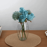 Hastes de Flores Artificiais Para Arranjo Rosa Azuis e Complemento - 3