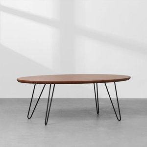 Mesa de Centro Pali Oval Amêndoa e Preto – 39x65x116cm Decorise Comércio