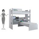 Ver imagem 4 de Beliche Multifuncional com Escrivaninha Escada Bilateral Faces F04 Branco - Mpozenato