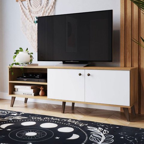 Rack para Tv até 65 Polegadas 2 Portas 1 Prateleira Naturalle/branco Brilho - Decibal