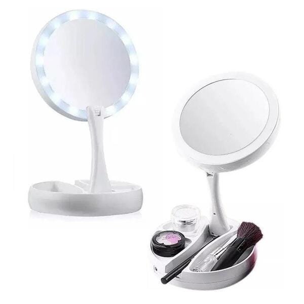 Espelho Articulável - Luz De Led Dupla Face Aumento De 10X - 3