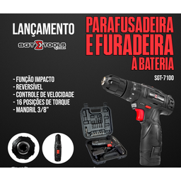 PARAFUSADEIRA E FURADEIRA DE IMPACTO A BATERIA 3/8 10MM - SGT-7100 - SIGMA TOOLS - 2