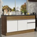 Ver imagem 1 de Balcão de Pia Armário de Cozinha 150 Cm 2 Portas e 2 Gavetas (sem Tampo e Pia) Rustic/branco Glamy M