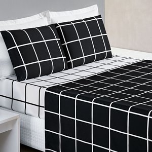 Jogo de Lençol Casal Square 4 peças Preto