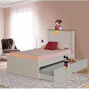 Cama Solteiro Alicante Off White com Auxiliar com Cabeceira