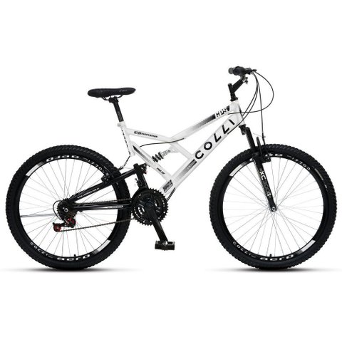 Bicicleta Gps 148 Dupla Suspensão e Freios V-brake, Aro 26 Aero, 36 Raias, 21 Marchas Colli Branco