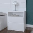 Ver imagem 2 de Mesa de Cabeceira 2 Gavetas 1 Nicho Blank F04 Branco - Mpozenato