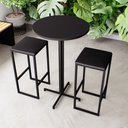 Ver imagem 1 de Conjunto Mesa Alta Bar Bistrô Redonda Preta 2 Bancos Estofado Don Castro Decor