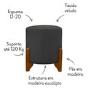 Ver imagem 3 de Puff Principe Thor Tecido Veludo Pes de Madeira:cinza