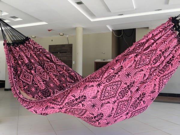 Rede De Dormir Descanso Casal Luxo Artesanal Rosa Indiana - 2