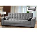 Ver imagem 2 de Sofá Cama para Sala de Estar Lisboa Suede Cinza - Ibiza
