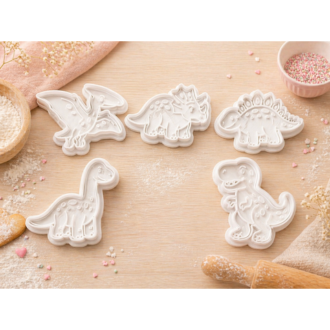 Kit 5 Cortadores de Biscoito Dos Dinossauros