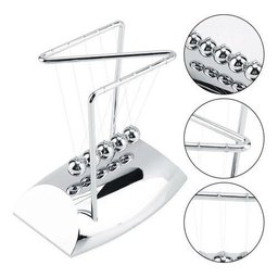 Pêndulo De Newton Em Z Decoração De Mesa Escritório Luxuoso - Prateado - 6
