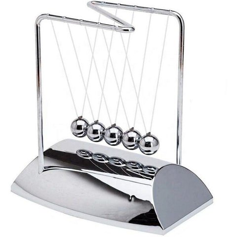 Pêndulo De Newton Em Z Decoração De Mesa Escritório Luxuoso - Prateado