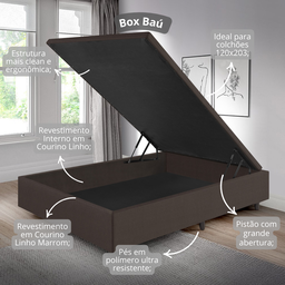 Cama Box Baú Viúva 120x203x42 Cm Corino Linho com Pistão a Gás - 7