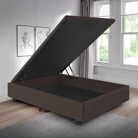 Cama Box Baú Viúva 120x203x42 Cm Corino Linho com Pistão a Gás