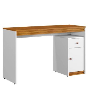 Mesa Escrivaninha Office Madrid 1 Gavetas:branco/naturalle