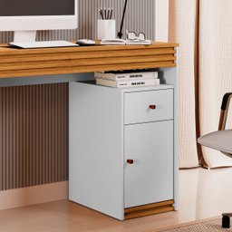 Mesa Escrivaninha Office Madrid 1 Gavetas:branco/naturalle - 4