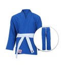 Ver imagem 3 de Kimono Judô Infantil Azul Com Faixa Branca - 160Cm