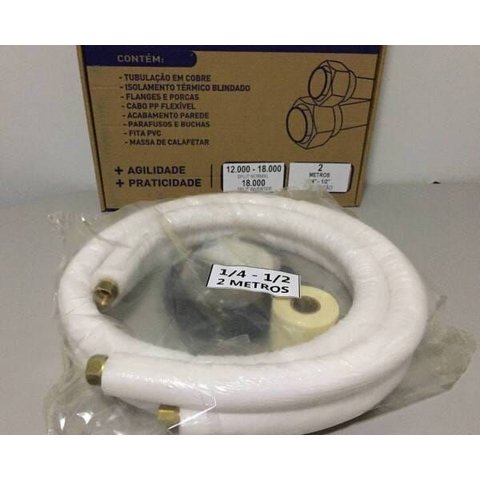 Kit Instalação Ar-condicionado 12 Mil Btus Tubulação 1/2 X 1/4 com 2 Metros Cobre Eluma