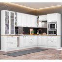 Ver imagem 1 de Cozinha Modulada de Canto 10 Peças 14 Portas 7 Gavetas Americana Henn - Branco/nature