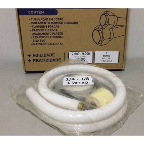 Kit Instalação Ar-condicionado 7 Mil Btus Tubulação 1/4 X 3/8 com 1 Metro Cobre Eluma