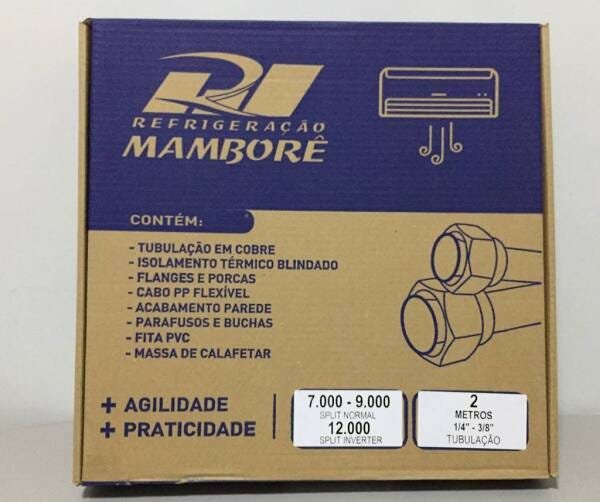 Kit Instalação Ar-Condicionado 7 mil BTUs tubulação 1/4 x 3/8 com 2 metros COBRE ELUMA - 2