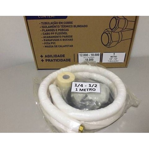 Kit Instalação de Ar-condicionado Inverter 18 Mil Btus Tubulação 1/2 X 1/4 com 1 Metro Cobre