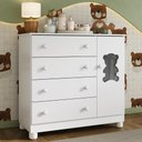 Ver imagem 1 de Cômoda Infantil 95cm 1 Porta com Vidro e 4 Gavetas Fofura Multimóveis Mp4484 Branco