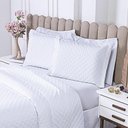 Ver imagem 3 de Kit Cobre Leito Milão Casal 3 Peças 100% Poliéster - Branco/branco