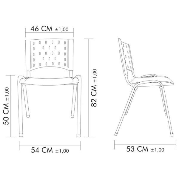 Cadeira Empilhável Plástica Preta 10 Unidades - Ultra Móveis - 3