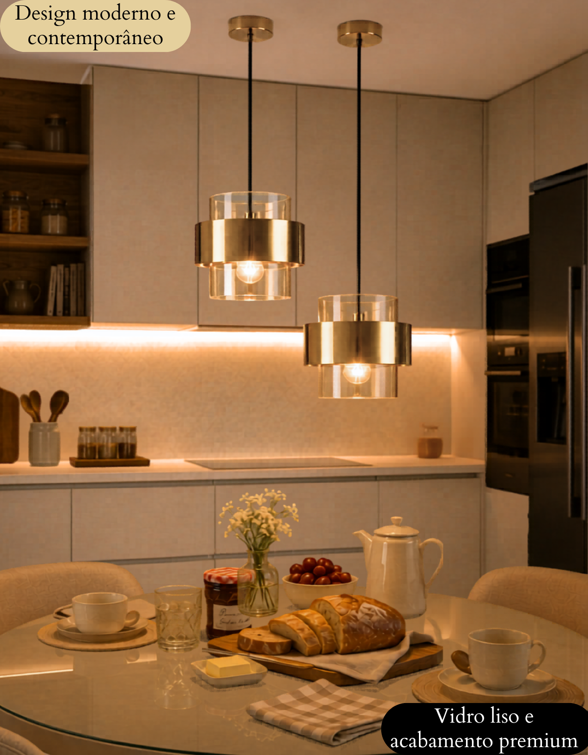 Ver imagem 3 de Lustre Pendente 18cm Vidro Cilindro Âmbar Metálico Dourado Luminária Teto Gimpo Kjdde-298-amb