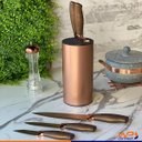 Ver imagem 2 de Kit Cepo e Facas Rose Gold em Aço Inox 6 Peças - Wp Connect Conjunto Facas e Cepo Aço Inox